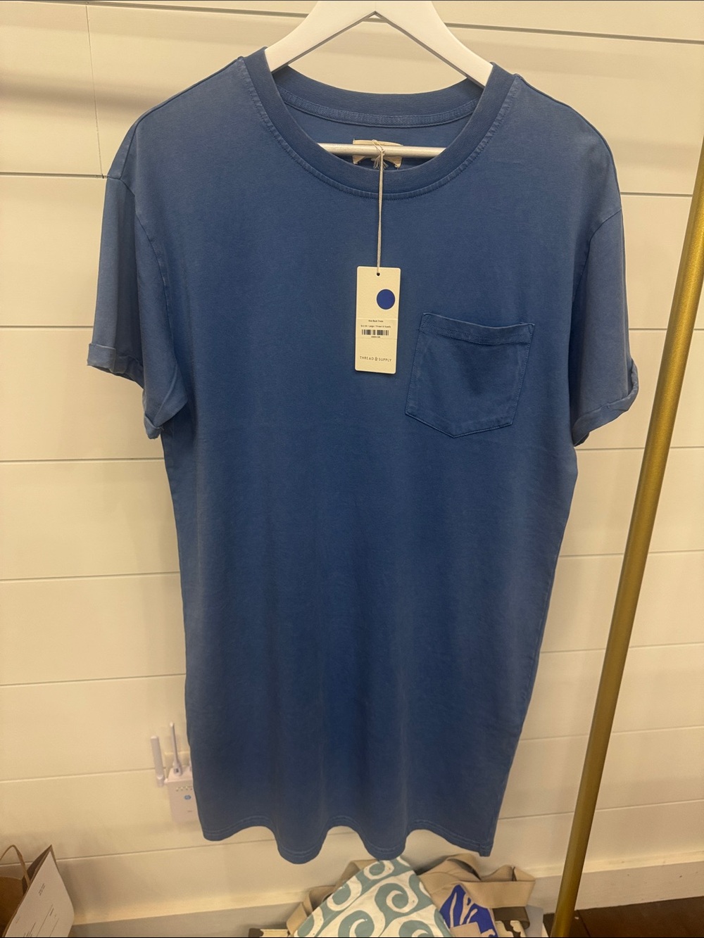 Thread & Supply Blue Mini Dress with Chest Pocket